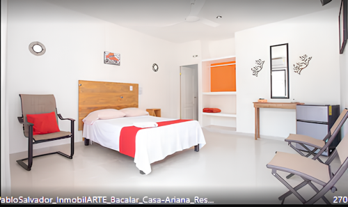 UNA CAMA MATRINOIAL 2 ADULTOS HOTEL CASA ARIANA BACALAR QUINTAROO